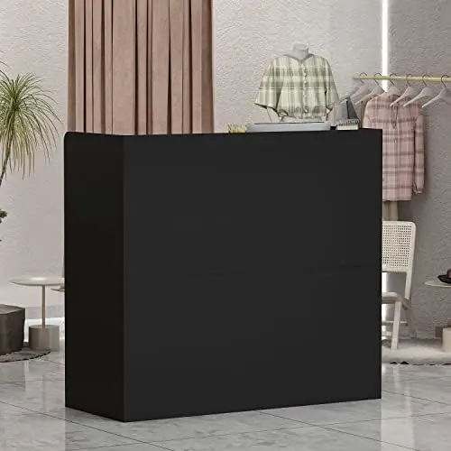 Reception Desk with Drawers & Storage Shelves, Table with Private Panels, for Salon Reception Room Checkout Office