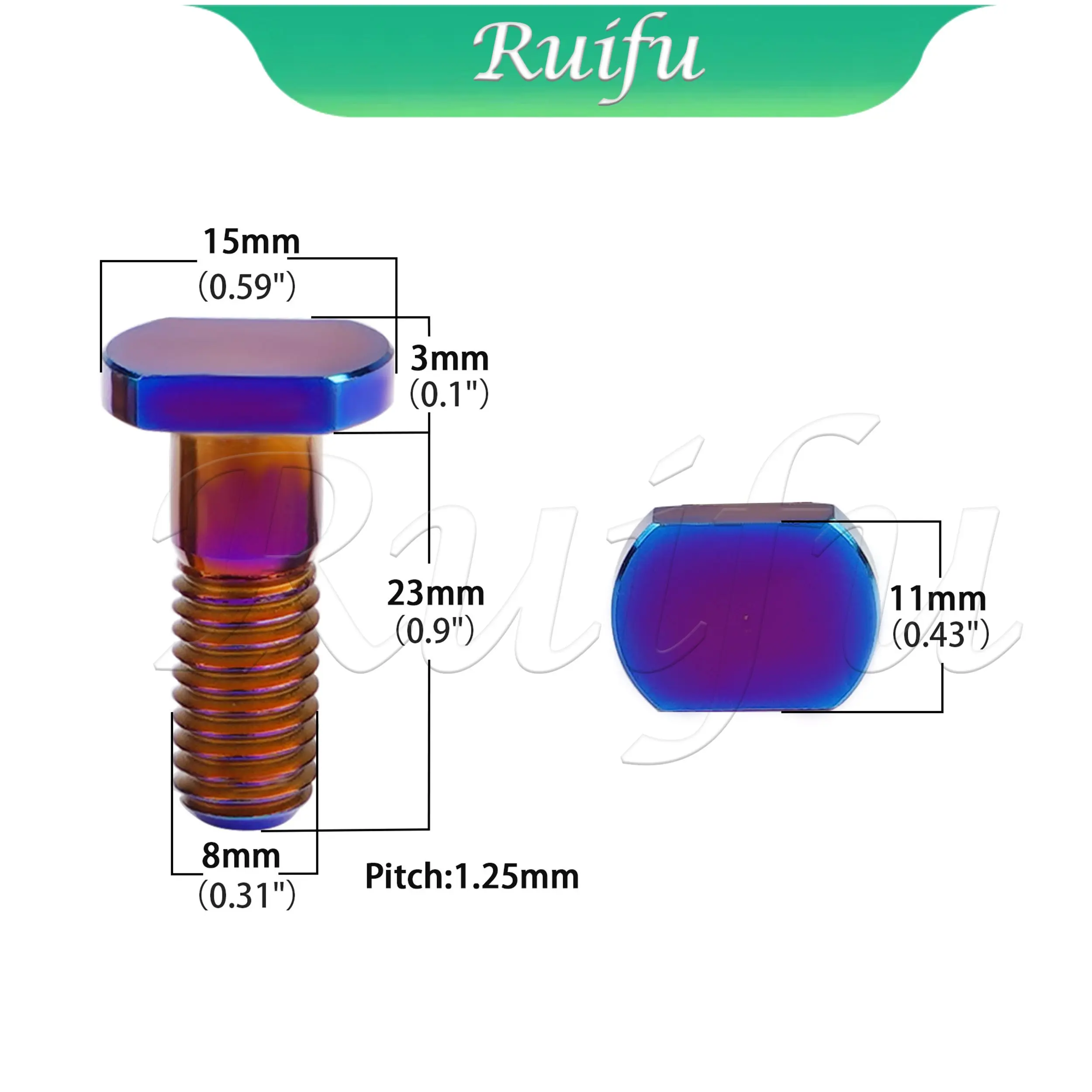 Ruifu Titanium Bolt   M8x23mm T-shaped Flat Head Platen Screw Thread