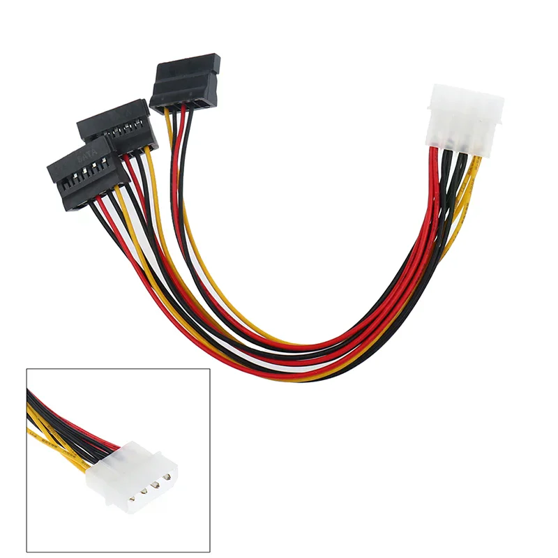 IDE Molex To 3 ATA SATA Power Splitter Extension Cable Connectors 4Pin