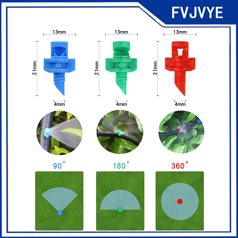 50pcs 90/180/360 Degrees Garden Watering Irrigation Simple Refraction Mozzle Flower Mist Water Threaded Connection Sprayer C5