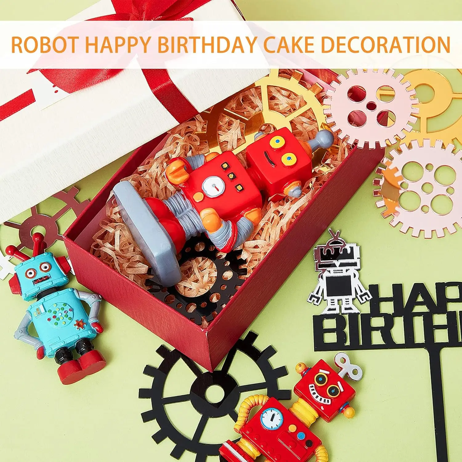Roboter-Kuchenaufsätze für Jungen, Roboter-Kuchen-Cupcake-Dekorationen, Roboter-Party-Dekorationen, Roboter-Figur für die Geburtstagsfeier – Detail 5