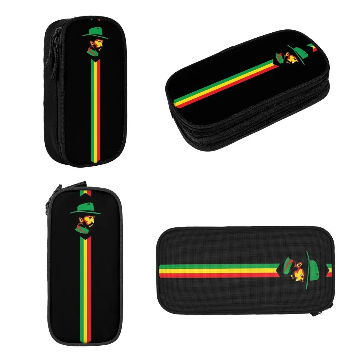 Haile Selassie Illustration Pencil Cases Large Storage Pen Bags Pen Box Pencil Pouch For Boys Girls Students Stationery Office