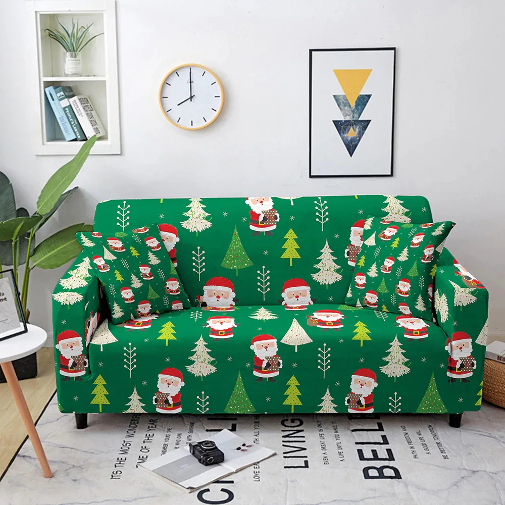 

Autumn and Winter Cartoon Christmas Santa Christmas Tree Sofa Cover All-inclusive Sofa Pad Home Living Room Housses De Canapé