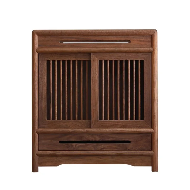 

New Chinese-style North American black walnut tea cabinet, side cabinet, tea room Zen tea table side table