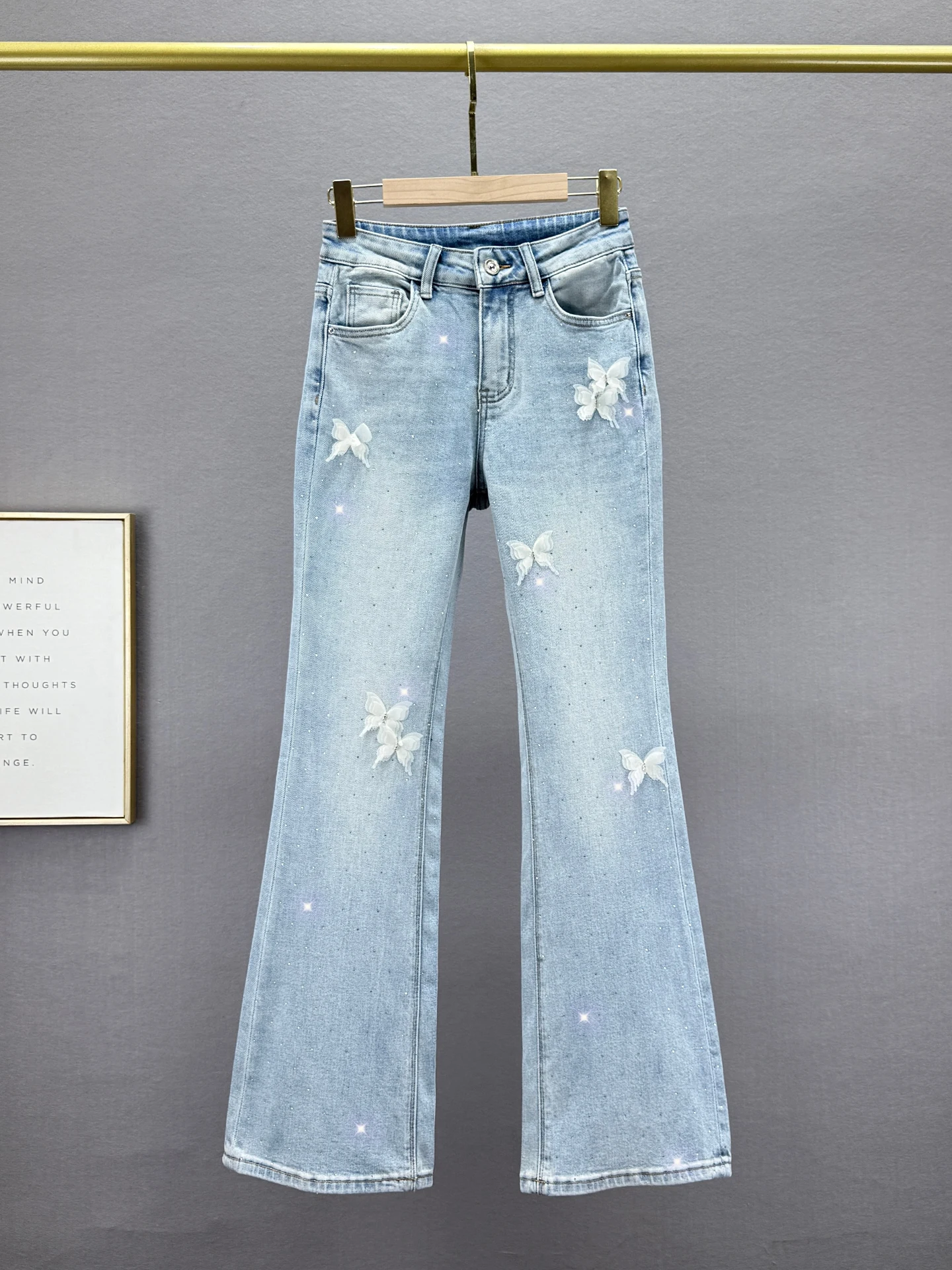 

Women's High Waist Slim Fit Jeans Spring 2026 New Sle Diamond Embellied Extended Length Elastic Hong Kong Sle Jeans