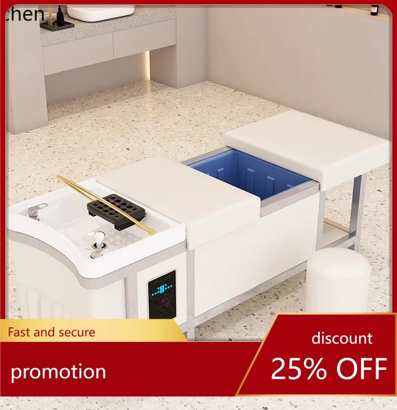 CZ Shampoo Bed for Hair Salon, Massage and Water Flushing Bed, No Plumbing Connection Needed, Water Storage Shampoo Bed