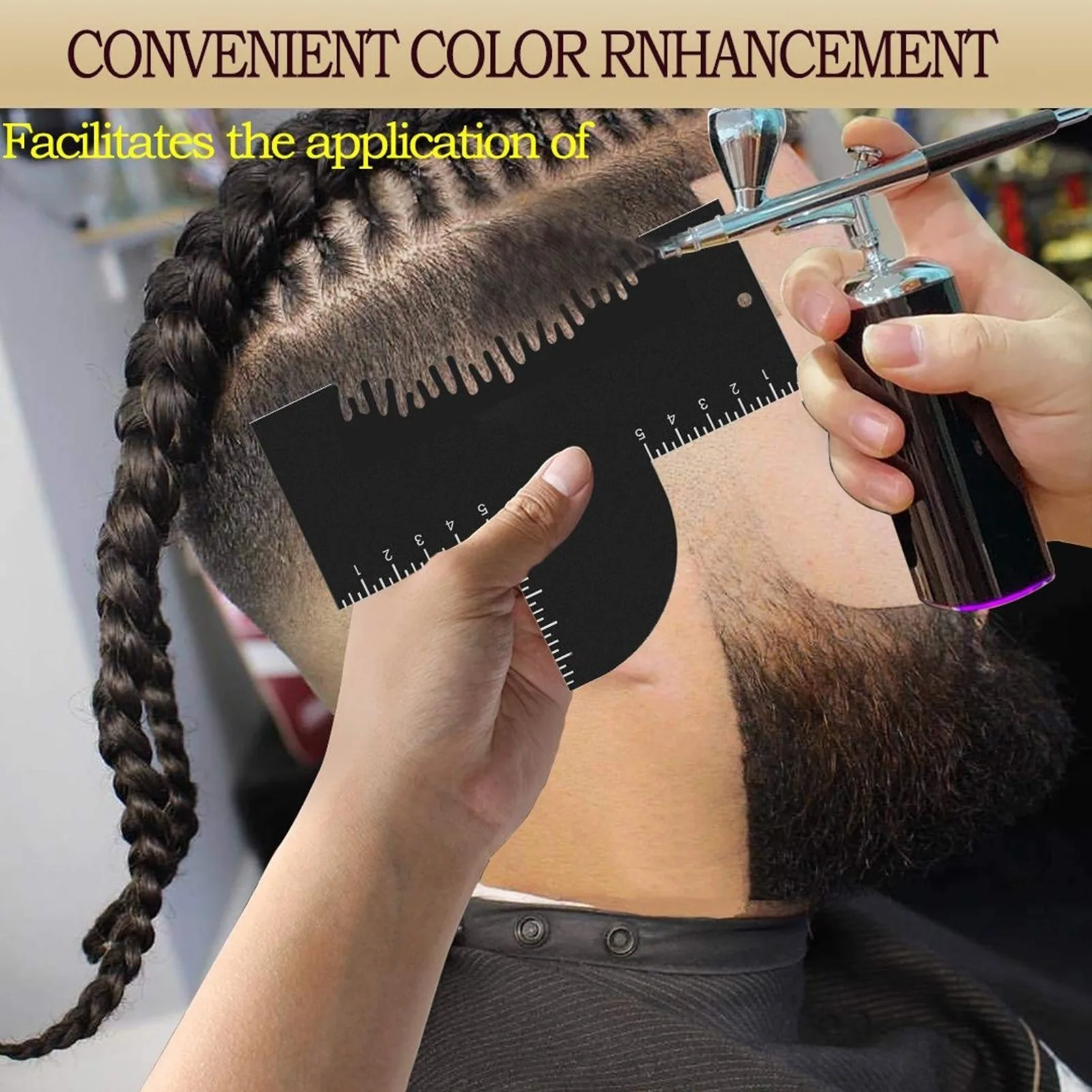 

Enhancement Card for Barbers with Measurement Indicators Reusable Barber Line Up Tool Color Spray Hairline Shaping Tool