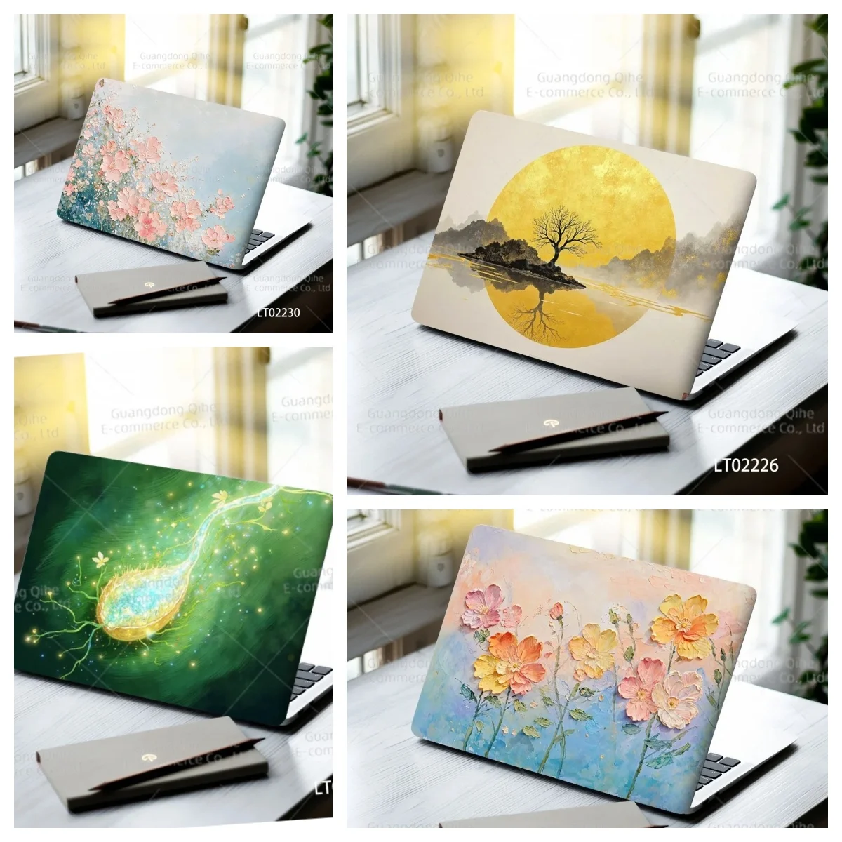 2 Pcs Waterproof PVC Comic Cool Character Laptop Sticker Decal for MacBook/Notebook Cute Aesthetic Floral Laptop Decor Skin