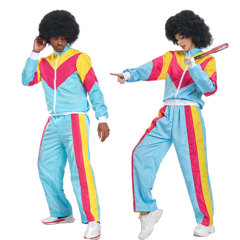 70년대 디스코 로윈 레트로 커플 의상 히피 댄스 파티 힙합 코스프레 무대 공연 의상 빈티지 패션