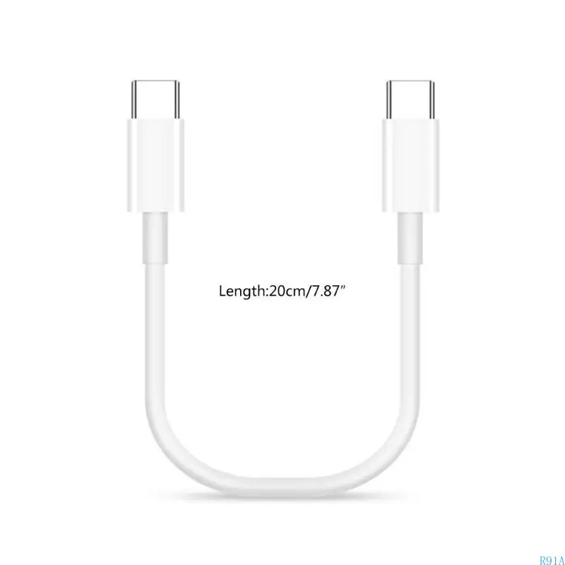R91A 60W 20cm Type T Type C Cable USB C إلى كتابة خط البيانات السريع للهاتف 15 شحن الكمبيوتر المحمول