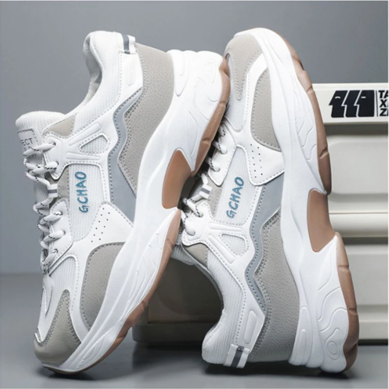 Men's Casual Shoes Sneakers Non-slip Comfortable Vulcanzed Shoes for Men Versatile Trendy Platform Shoe Mesh Lace-up Shoes Tênis