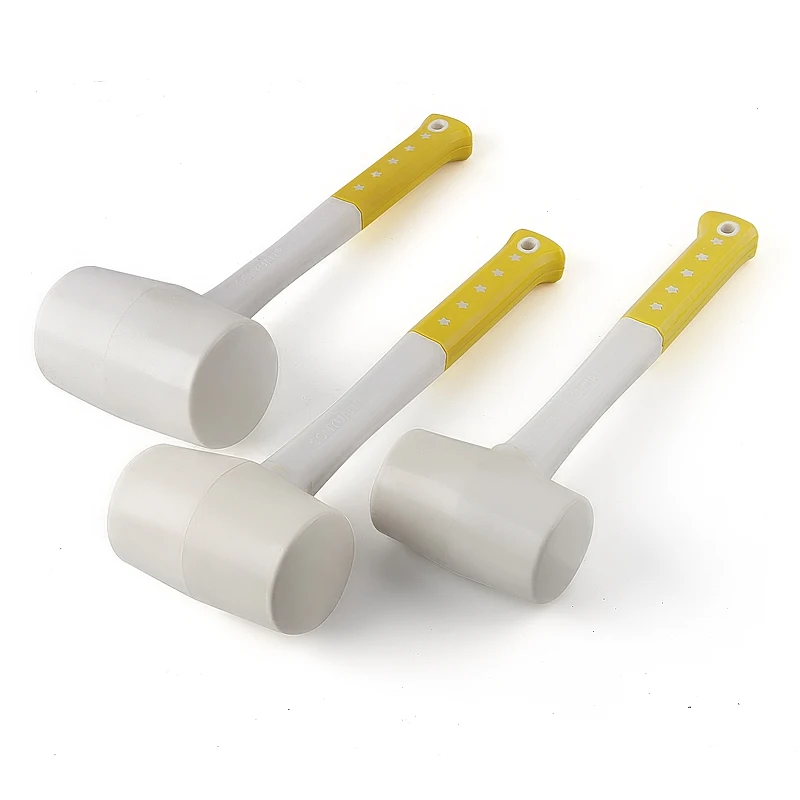 

Heavy Duty 1Pcs White Rubber Hammer Ceramic Tile plastic glue installation hammers 55mm 60mm 70mm Diameter with Non-slip Handle