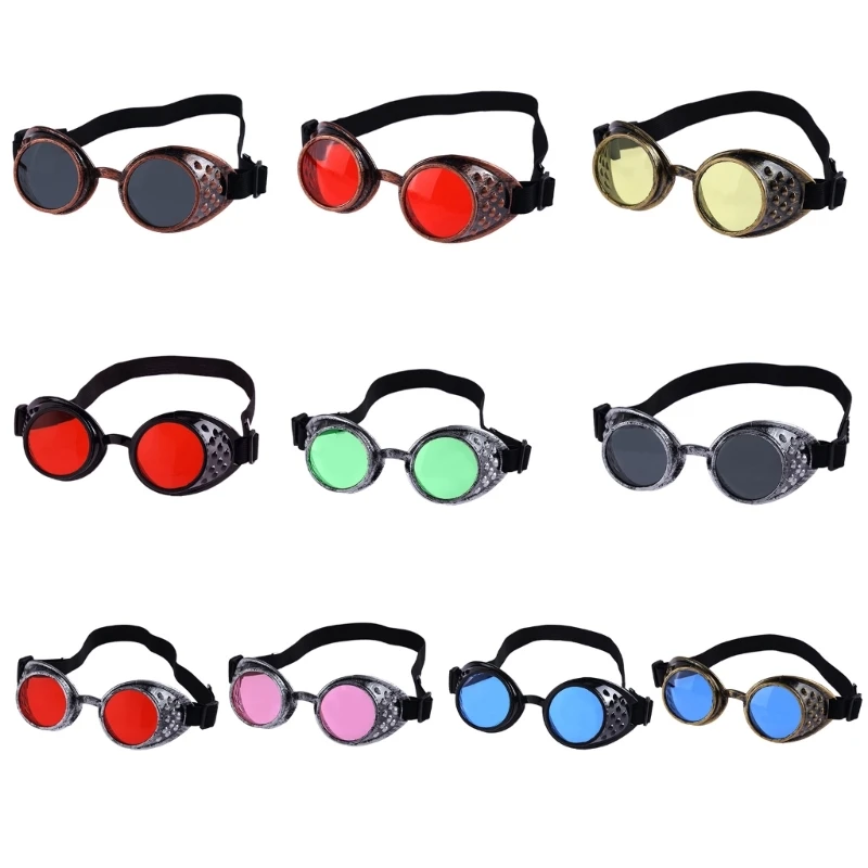 Vintaeg Steampunk Goggles Glasses Halloween Face Mask Novel Funny Eyewear Cosplays Costume Funny Goths Eyeglasses