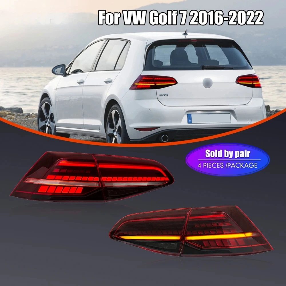 Image of Paar LED-Rückleuchten für VW Golf 7 2013-2021 DRL Rückfahr-, Brems- und Blinklicht Plug-and-Play Auto-Heckleuchten-Set