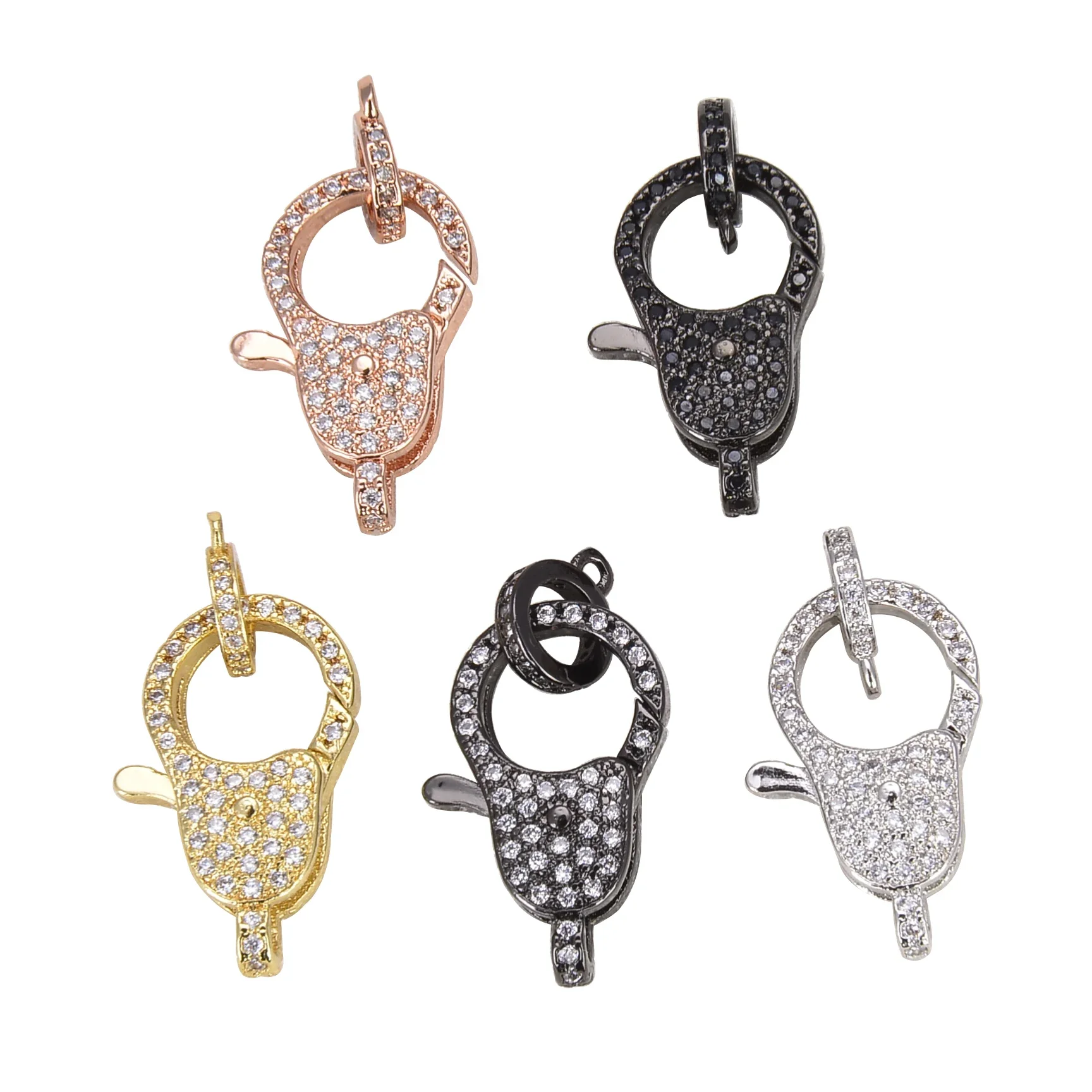 5 Pieces Micro Pave Heart Screw Clasp for DIY Fastener Connector Locks Accessories Women Luxury Jewelry Necklace Bracelet Making
