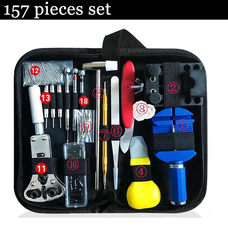 157 532Pcs Horloge Reparatie Gereedschap Kit Merk Multifunctionele Armband Pin Remover Horloge Beweging Box Opener Lente Hendel gereedschap