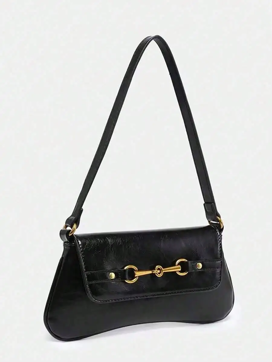 

1 шт. Ретро-сумка на плечо с несколькими отделениями и декоративными кольцами, подходит для свиданий, прогулок, вечеринок.