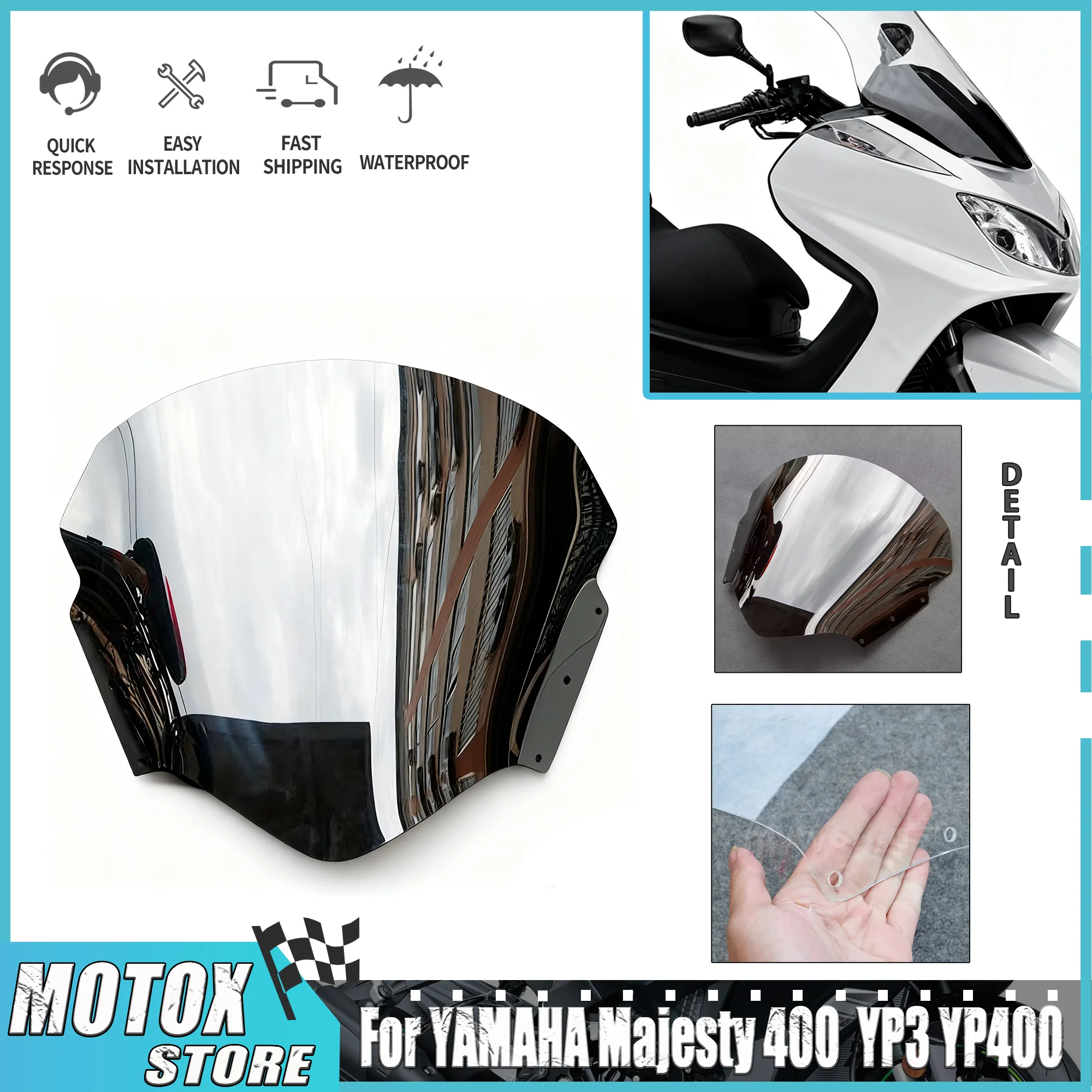 Pare-brise adapté pour YAMAHA majesté 400 2003 – 2008, accessoires de moto YP3 YP400 2004 2005 2006 2007