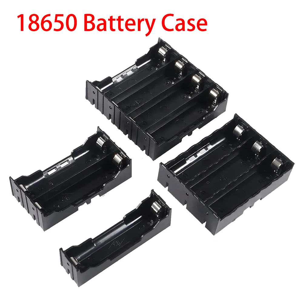 18650 Battery Holder 3.7V Series DIY Battery Storage Boxes 1/2/3/4 Slots Black Plastic Batteries Case for 18650 Battery