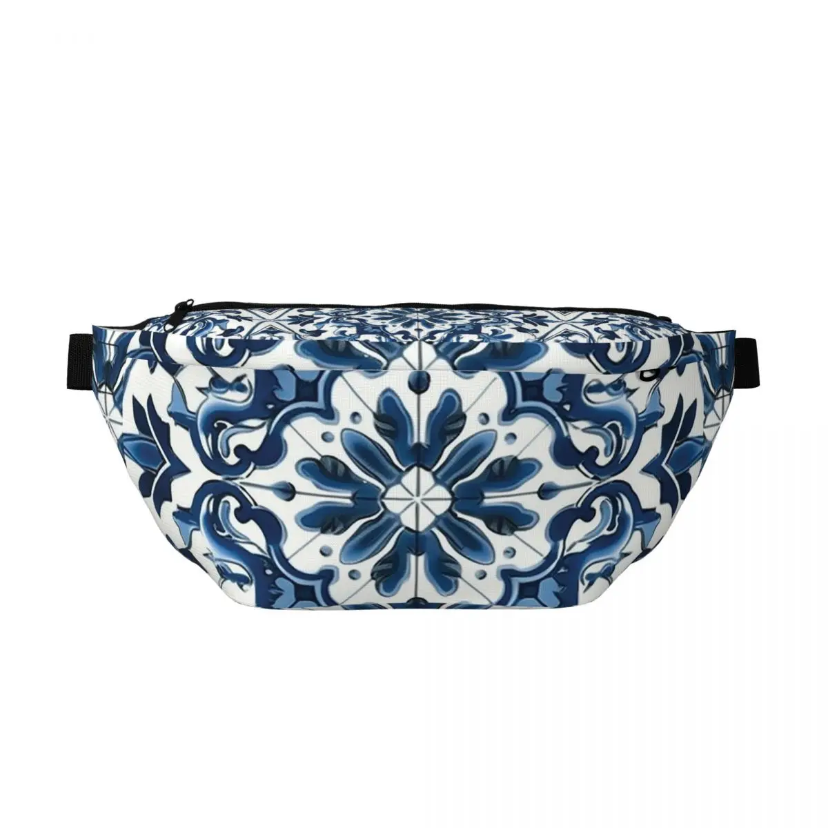 

Сумка на пояс с сине-белым узором в стиле майолика, унисекс, регулируемая поясная сумка для путешествий, бега, для денег и телефона