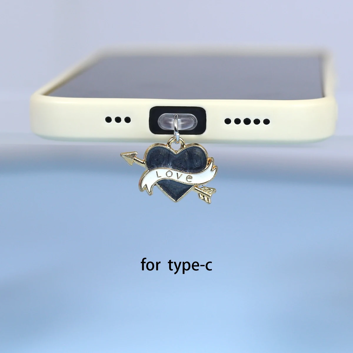 One Arrow Piercing Through The Heart Love Mobile Phone Dust Plug Accessory Decoration Pendant For Iphone For Samsung Type-C Port