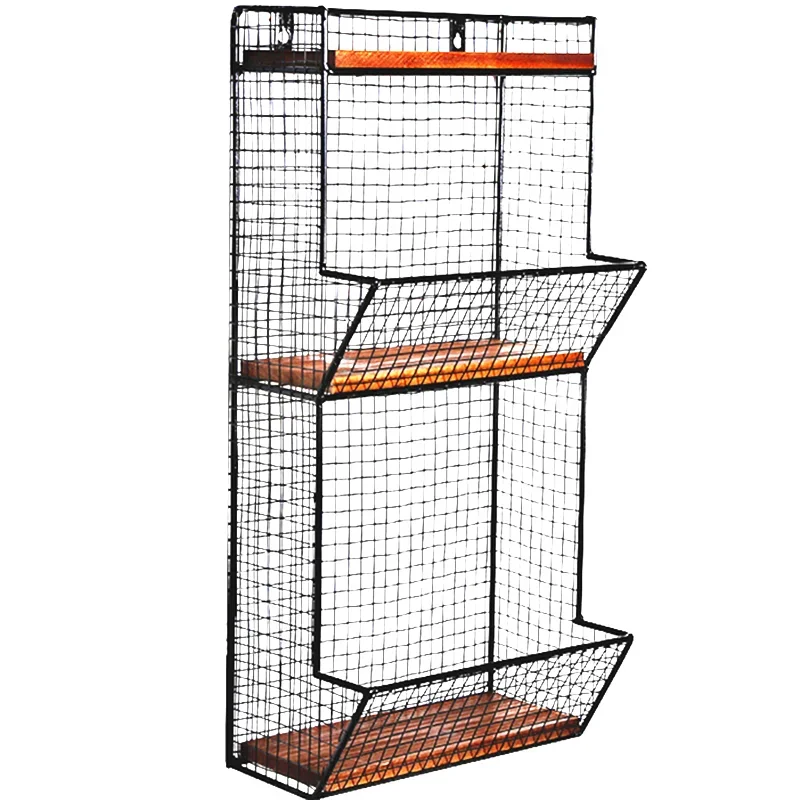 Punching-free storage rack iron wall storage rack good air permeability solid wood wall hanging kitchen bathroom rack wall shelf