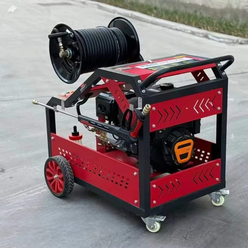 Petrol Sewer Pipe Cleaning Machine 150Bar 15Hp 30L/Min Remote Control Self-propelled Jet Drain Pipe Cleaner
