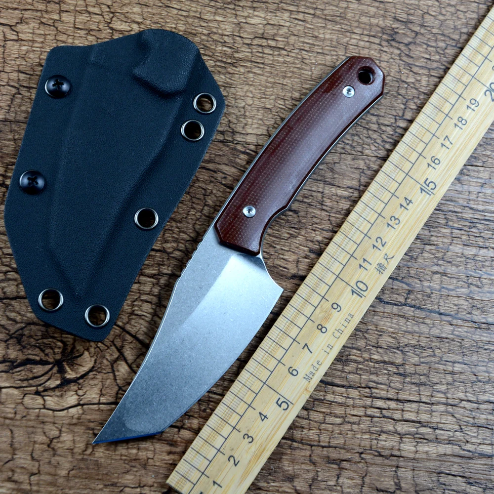 

TWOSUN TS608 Fixed Hunting Knife D2 Stonewashed Blade Kydex Sheath Outdoor Camping Tool