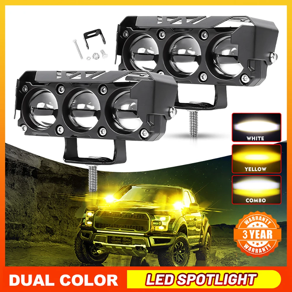 

Upgrade Brighter Spotlight Lamp for Motorcycle Led fog light 3000K 6500K Dual Color 12V 24V Mini Led Headlights Auto Fog Lights