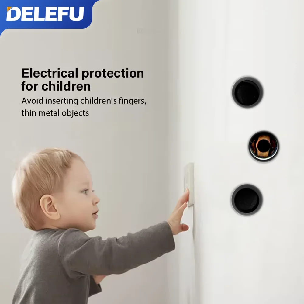 DELEFU 4x4 アルミワイヤーパネル ブラジル規格コンセント ダブルUSB Type-C 壁コンセント ライトスイッチ オフィス ブラック 10A 20A