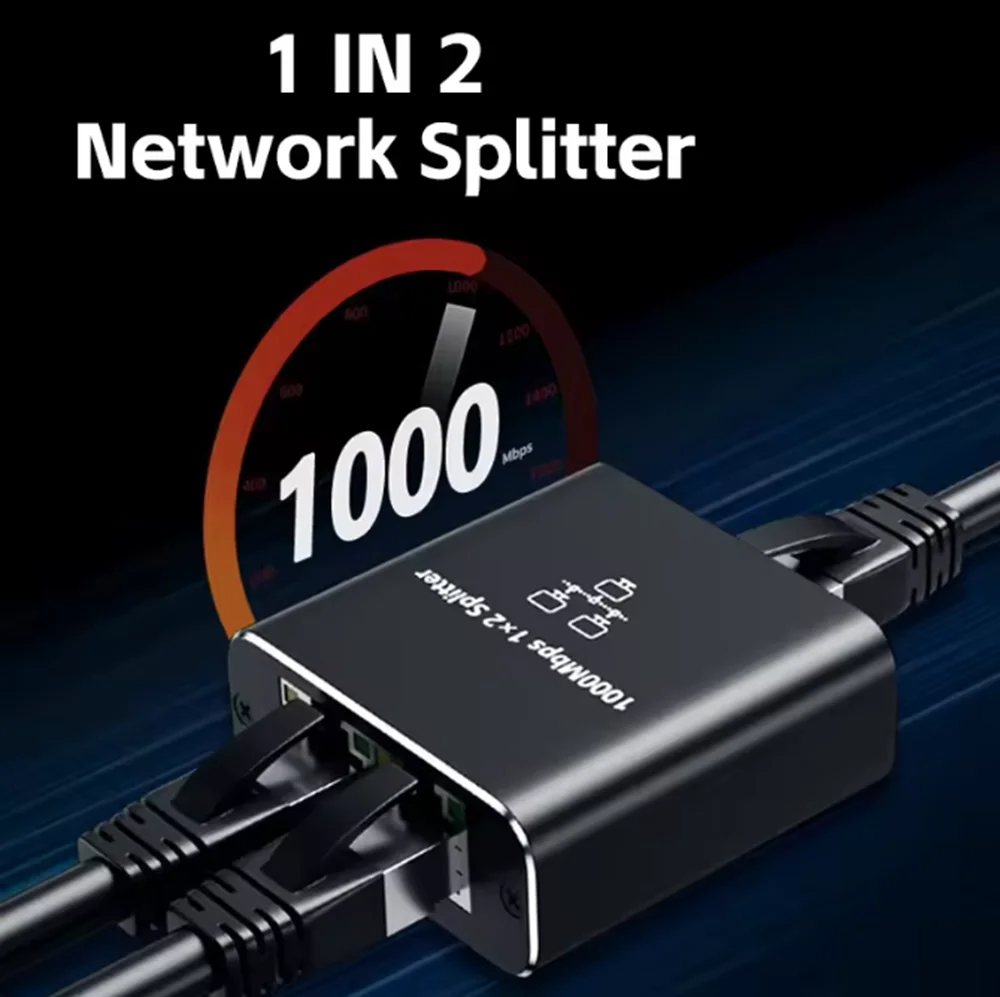 

1 IN 2 Network Splitter 1000Mbps RJ45 Adapter Gigabit Converter Internet Ethernet 8P8C Extender Plug Extension