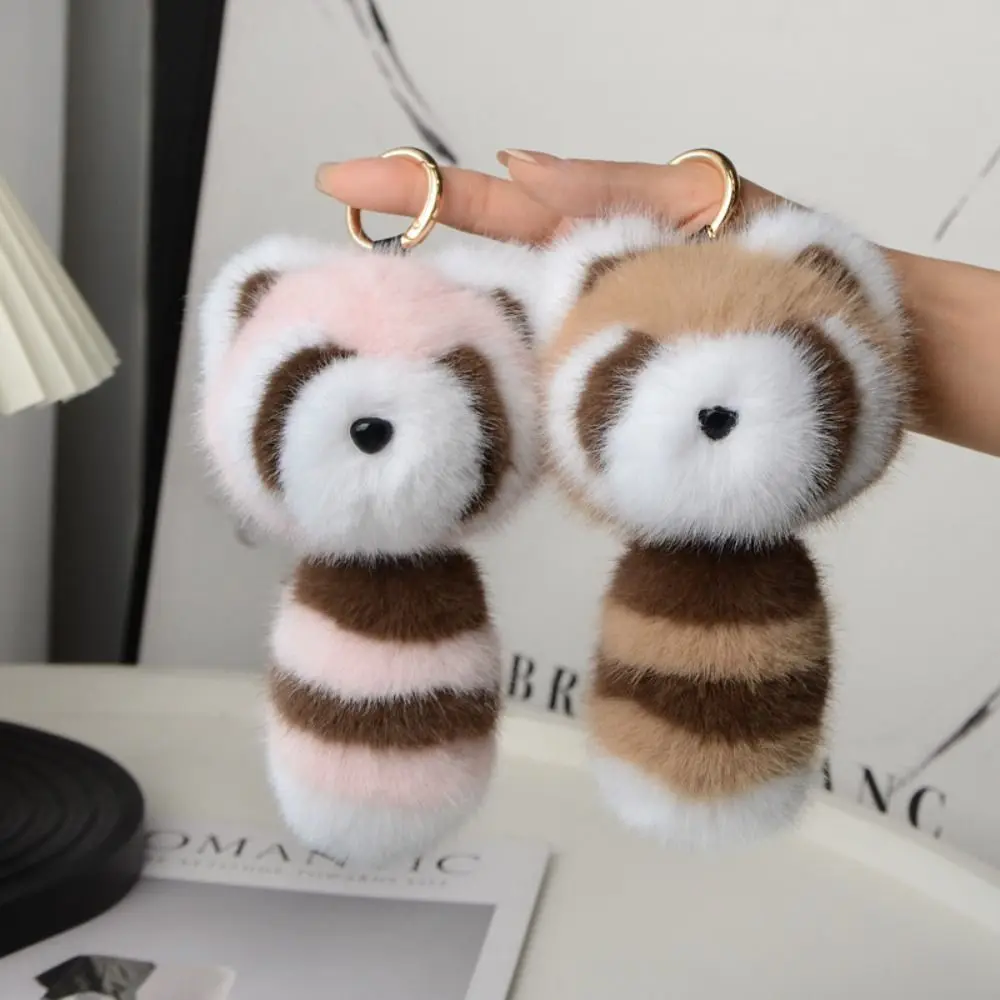 Portachiavi in peluche di procione con coda grande per bambini, peluche soffice e soffice, portachiavi con procione, creativo, morbido e carino, portachiavi con animali per bambine