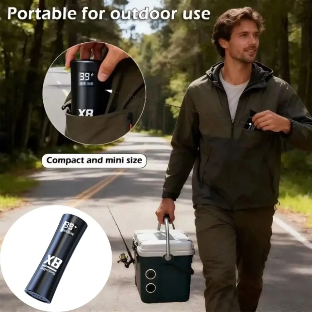 

5W Power Aquarium Oxygen Pump Low Noise Lithium Battery Portable Oxygen Pump Quiet Operation Mute Design Dual-Purpose Air Pump
