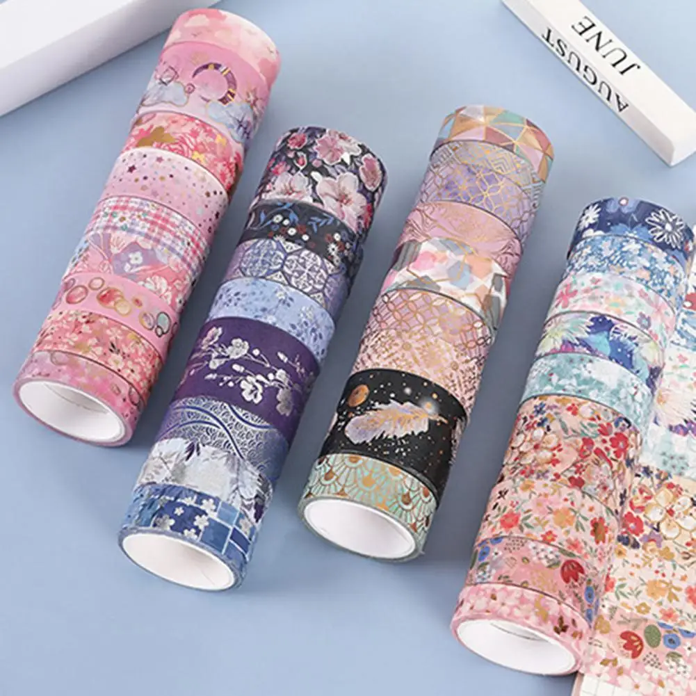 Washi 스크랩북 테이프, 자체 접착 DIY 장식, 인쇄 장식 꽃 마스킹 테이프, 학교 용품, 9 롤/세트