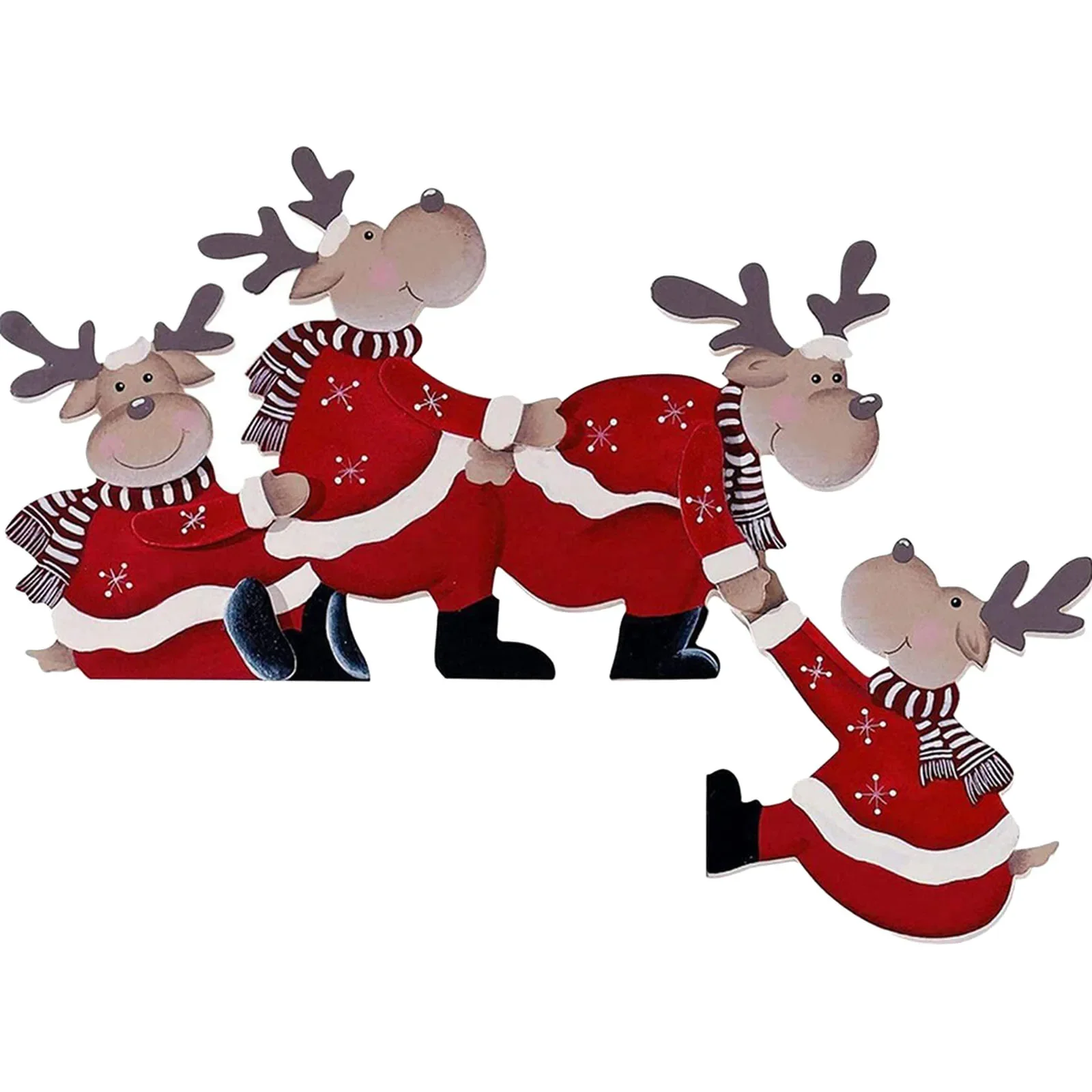 Christmas Door Frame Decoration With Wooden Santa Claus And Elk Figures Seasonal Ornament For Front Door And Home Display