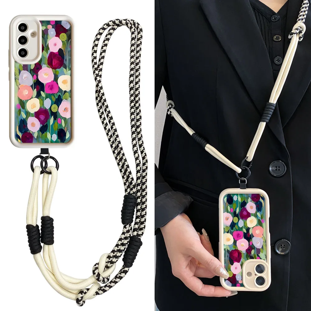 Cxd5Цветочное ожерелье RopeCaseForRedmi Note 14 13 12 11 10 9 8 7 Pro Plus 11s 14s 13C 12C 14C 9C 10C Чехол для телефона с ремешком через плечо