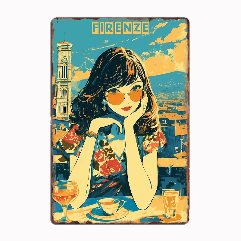 

Firenze: Vintage Glamour Poster Metal Sign Club Indoor Room Decor Custom Tin Home Wall Decor