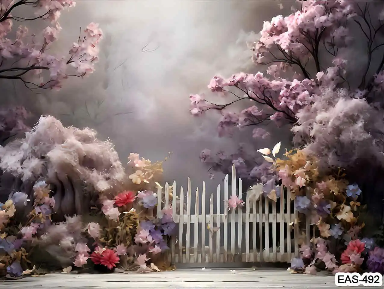 Spring Blossom Flowers Easter Holiday Backdrops Photography Natural Landscape Banner Wooden Fence Backyard Garden Backgrounds