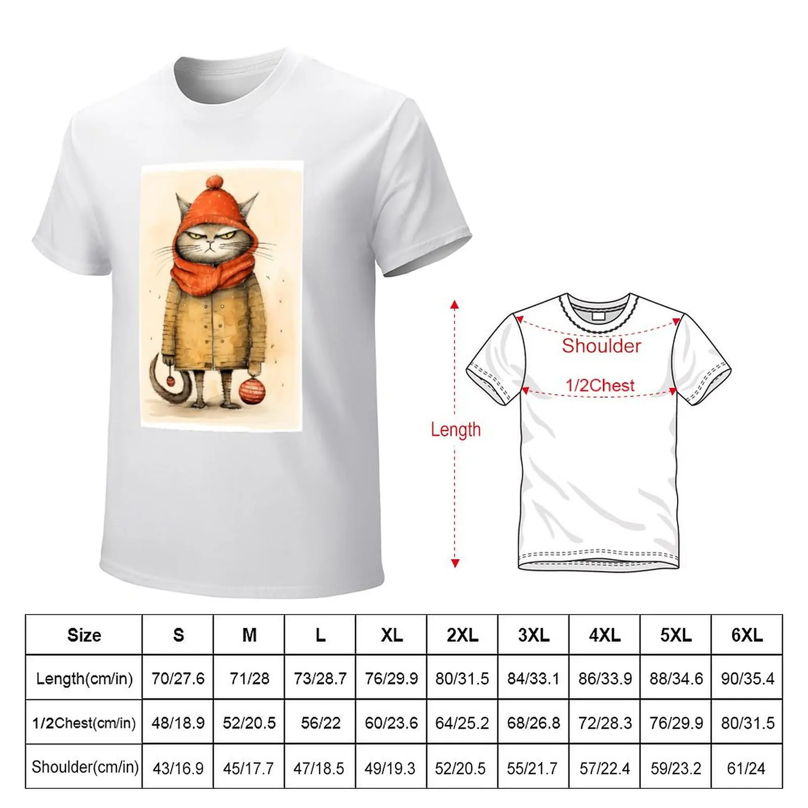 Festive Feline T-shirt vintage quick drying summer clothes t shirt for men