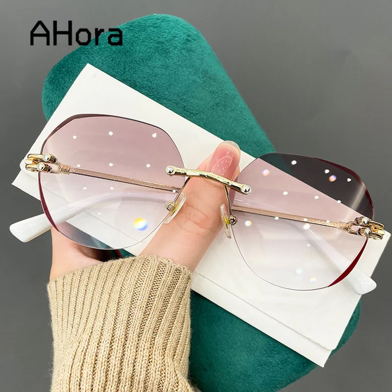 

Ahora Women&Men Blocking Blue Light Reading Glasses Presbyopia Eyeglasses Rimless Alloy Hyperopia Eyewear +1.0+1.5+2.0+3.5+4.0