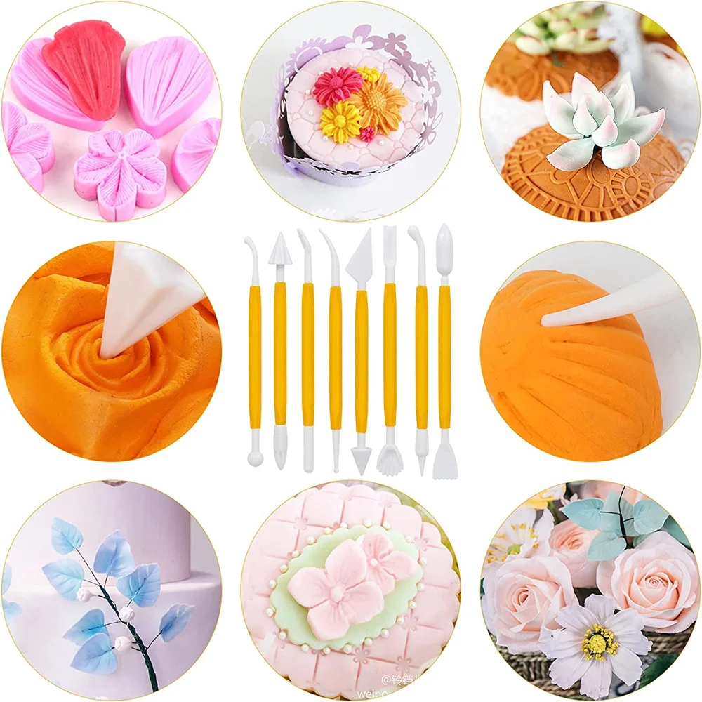 17Pcs/Set Cake Fondant Mold Cake Sculpting Modelling Tool Sugarcraft Gumpaste Kit Cake Decorating Tools Kitchen Accessories