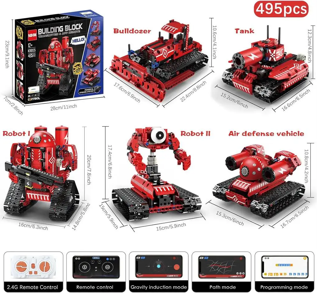 Bulldozer Building Set Remote Control STEM Toy For Boys Girls 8-12 Technique Car Building Blocks Set