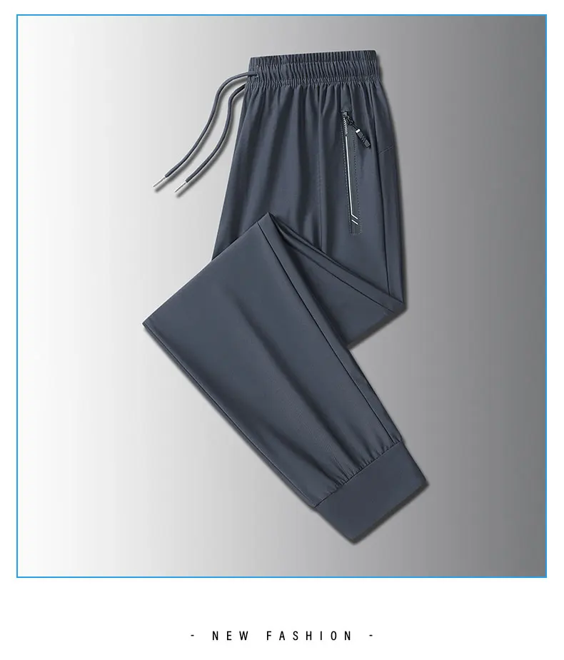 Running Pants Jogging Casual Summer Thin Elastic Sweatpants Quick Dry Ice Silk Straight Pants Sports Gym Breathable Men Trousers