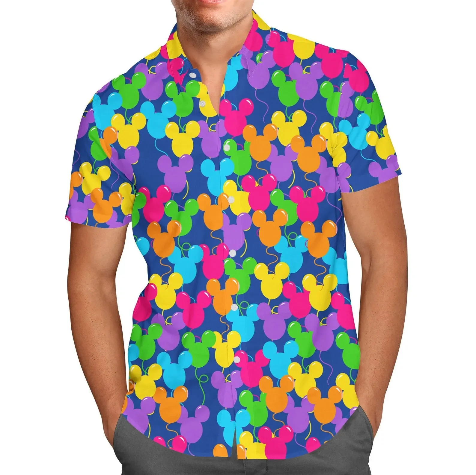 Chemise hawaïenne à manches courtes pour hommes et femmes, chemise boutonnée, chemise hawaïenne Disney, chemise de plage décontractée, tureMouse and Friends, été