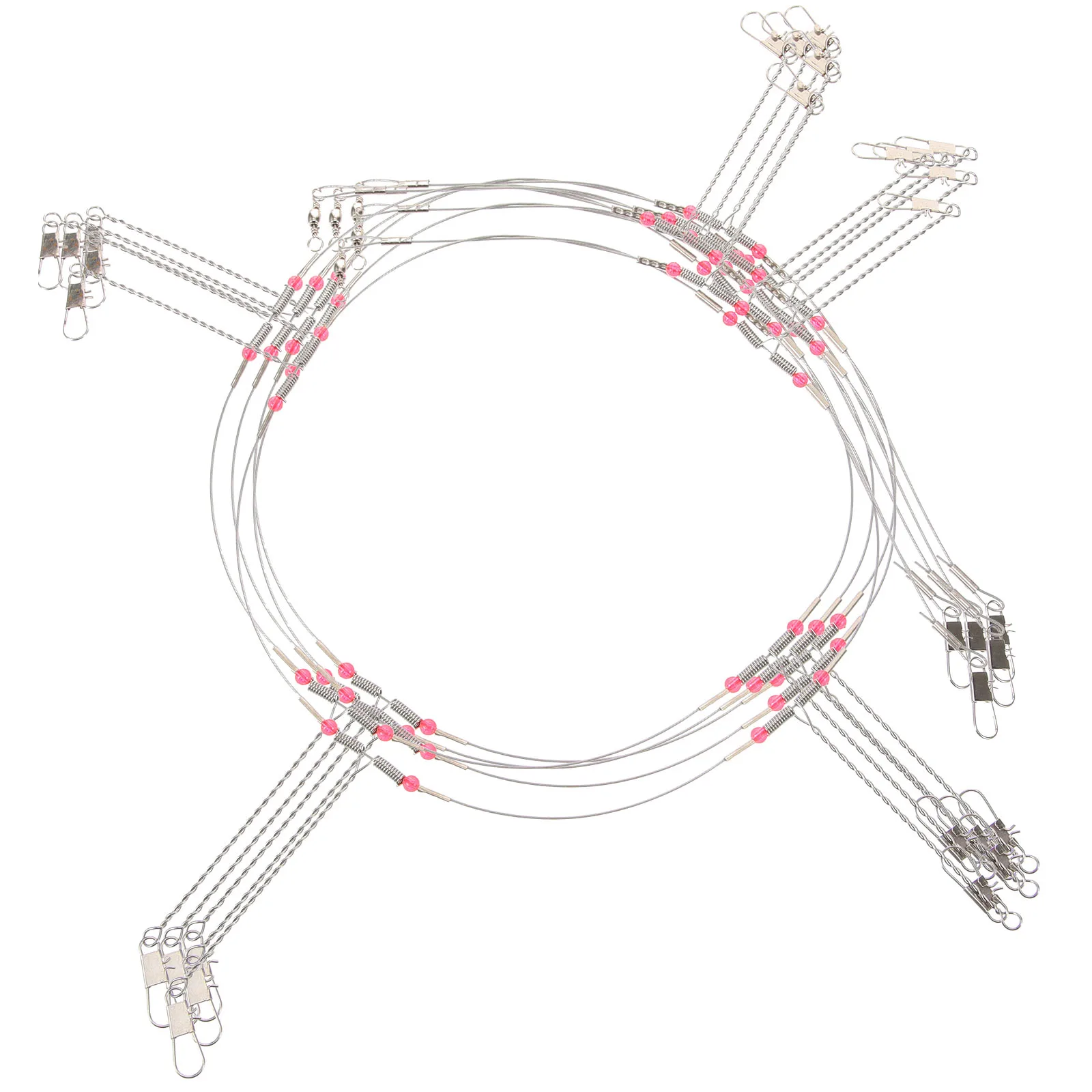 

5 Sets Wire Leader Rigs Stainless Steel Fishing Tackle Swivel Snap Tracer Durable Fishing Rigs Sea Night Beach Gear