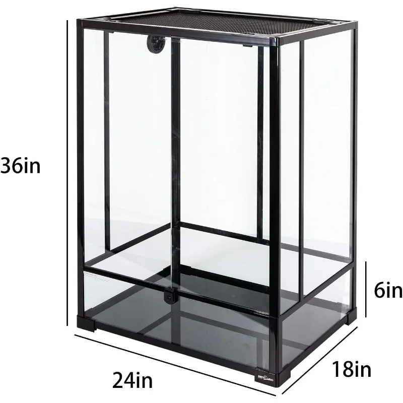 Reptile Tall Glass Terrarium Rainforest Habitat Double Hinge Door with Screen Ventilation 67 Gallon Reptile Terrarium Easy