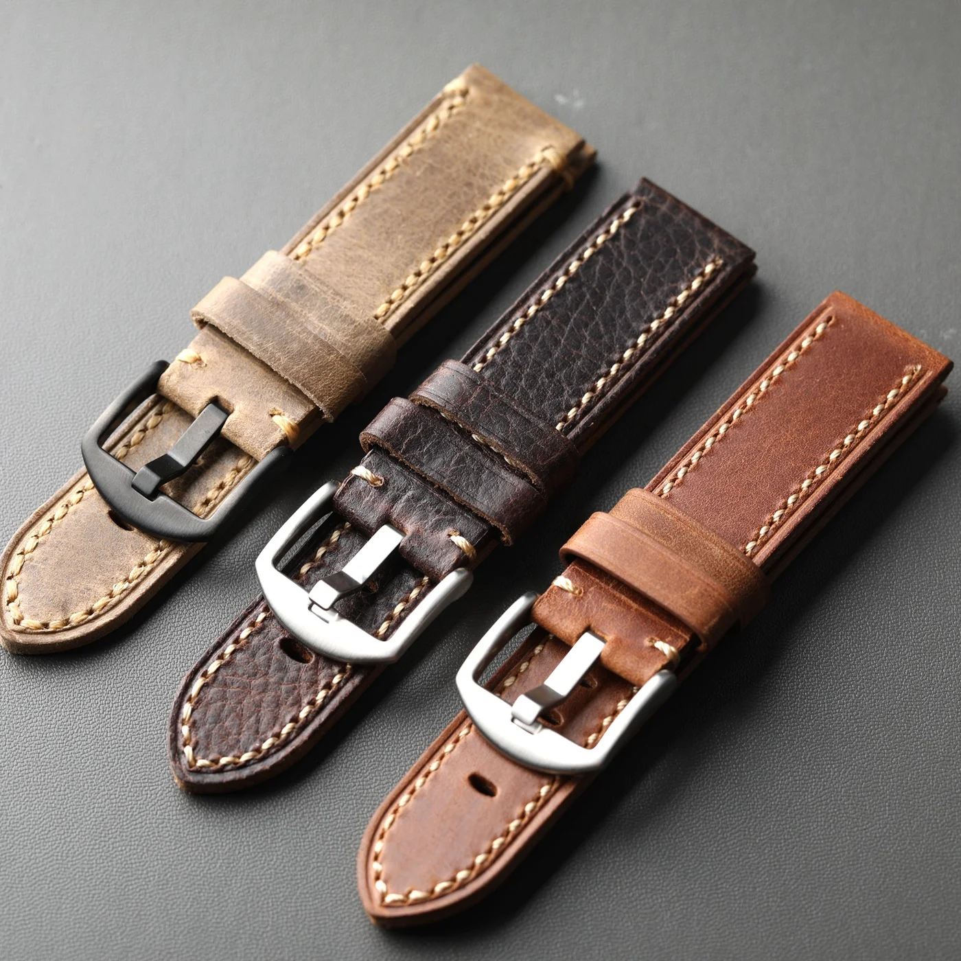 Handgefertigtes italienisches Rindslederarmband, 20 21 22 23 24 26 mm braunes weiches, dickes Lederarmband, geeignet für mechanisches Herrenarmband
