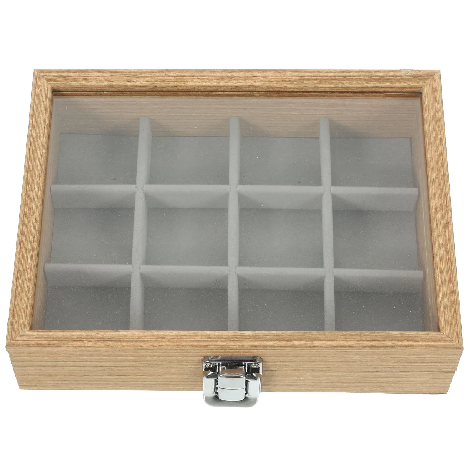 

Wooden Jewelry Box 12 Grids Clear Lid Storage ganizer for Necklace Ring Earrings Multi Compartments Compact Lightweight