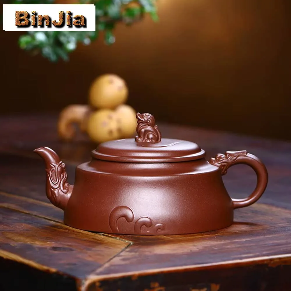 

260Ml Authentic Raw Ore Mud Zisha Tea Set Chinese Yixing Purple Clay Teapot Handmade Engraving Beauty Kettle Filter Pot Gift