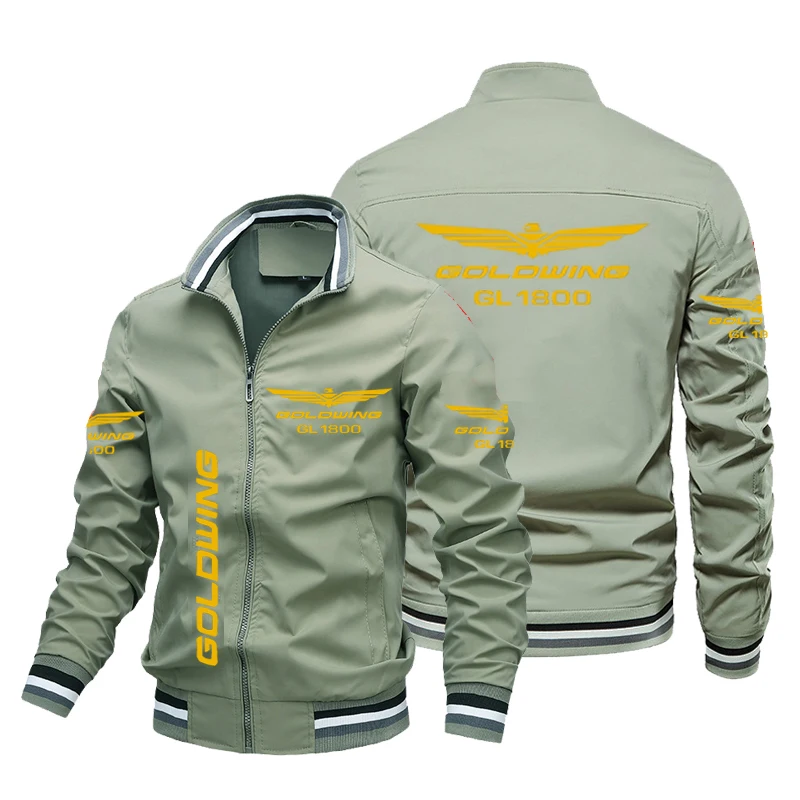 Chaqueta de motociclista con estampado GL1800 para hombre, Cazadora Bomber a la moda con ala dorada, equipo de carreras y Club, novedad de 2024